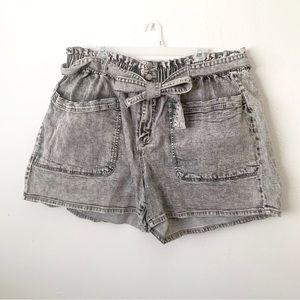 Plus Paper Bag Jean Shorts Acid Wash